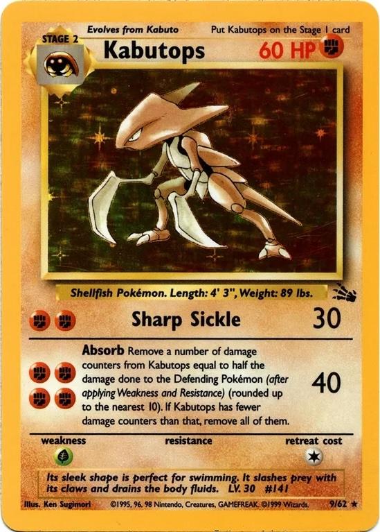 Kabutops (9/62) - Fossil Unlimited Holofoil