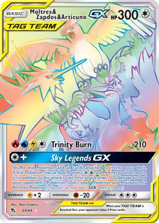 Moltres & Zapdos & Articuno GX (Secret) (69/68) - Hidden Fates Holofoil