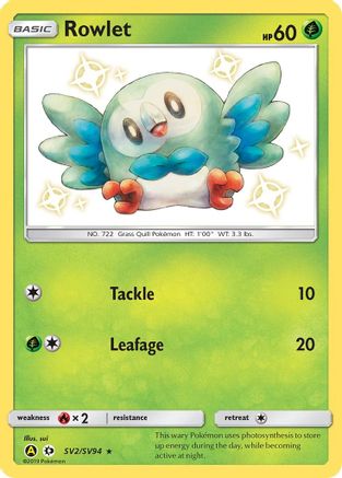 Rowlet (SV2/SV94) - Hidden Fates Shiny Vault Holofoil