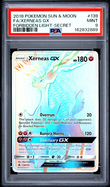 PSA 9 FA/XERNEAS GX SUN & MOON FORBIDDEN LIGHT-SECRET