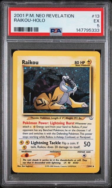PSA 5 NEO REVELATION #13 RAIKOU-HOLO