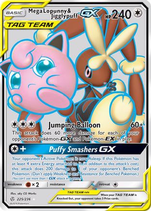 Mega Lopunny & Jigglypuff GX (Full Art) (225/236) - SM  Cosmic Eclipse Holofoil