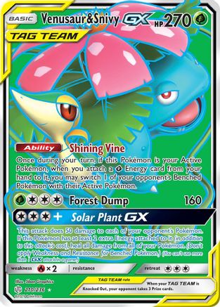 Venusaur & Snivy GX (Full Art) (210/236) - SM  Cosmic Eclipse Holofoil