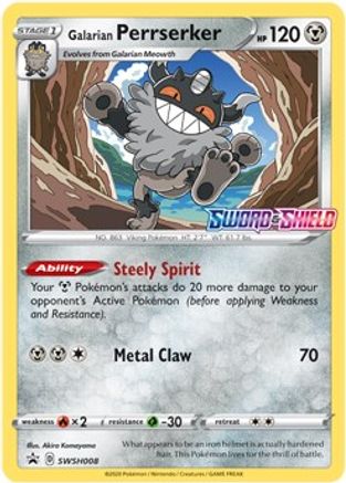 Galarian Perrserker (Prerelease) (SWSH008/307) - SWSH Sword & Shield Promo Cards Holofoil