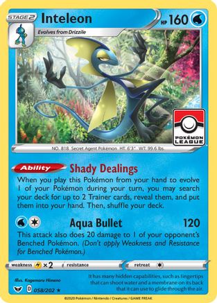 Inteleon (Pokemon League) (58/202) - League & Championship Cards Reverse Holofoil