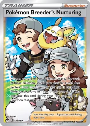 Pokemon Breeder's Nurturing (Full Art) (188/189) - SWSH03 Darkness Ablaze Holofoil