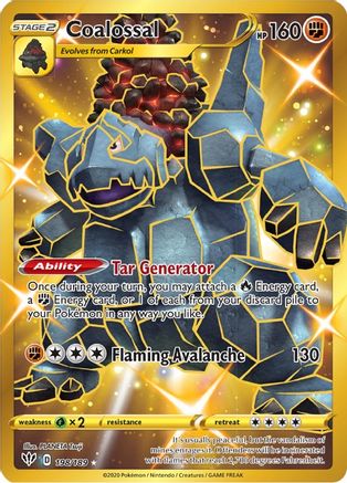 Coalossal (Secret) (198/189) - SWSH03 Darkness Ablaze Holofoil