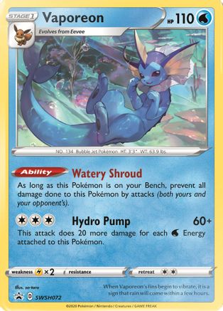 Vaporeon (SWSH072/307) - SWSH Sword & Shield Promo Cards Holofoil