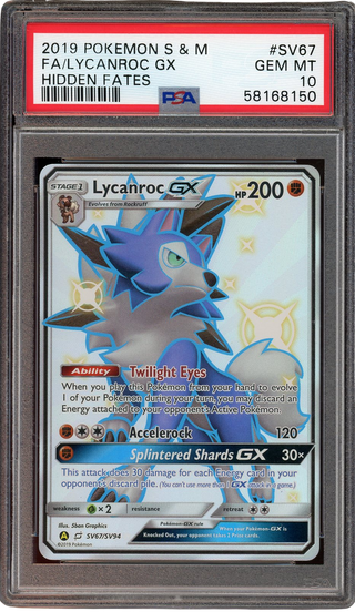 PSA 10 FA/LYCANROC GX HIDDEN FATES