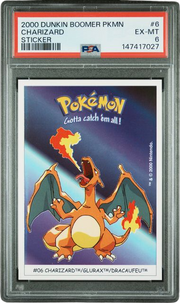 PSA 6 CHARIZARD STICKER DUNKIN BOOMER 2000