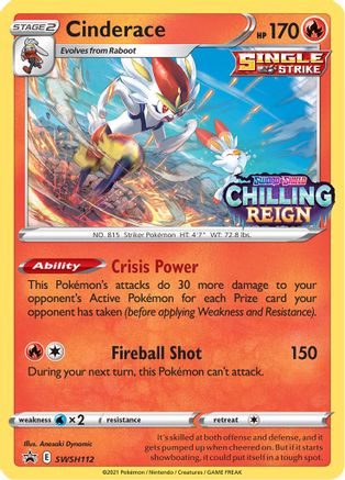 Cinderace (Prerelease) (SWSH112/307) - SWSH Sword & Shield Promo Cards Holofoil