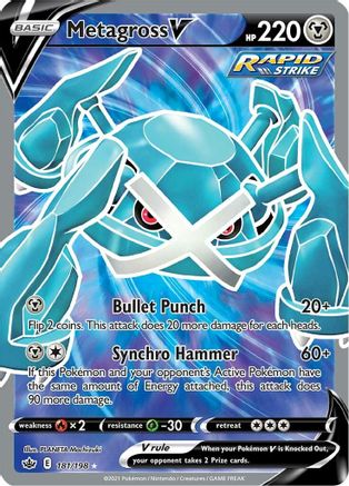 Metagross V (Full Art) (181/198) - SWSH06 Chilling Reign Holofoil