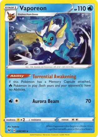 Vaporeon (Cosmos Holo) (30/185) - Miscellaneous Cards & Products Holofoil