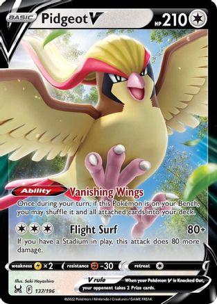 Pidgeot V (137/196) - SWSH11 Lost Origin Holofoil