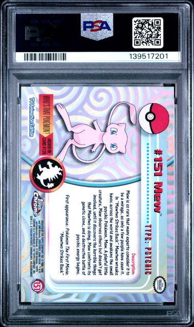 PSA 10 MEW 2000 TOPPS CHROME POKEMON TV #151