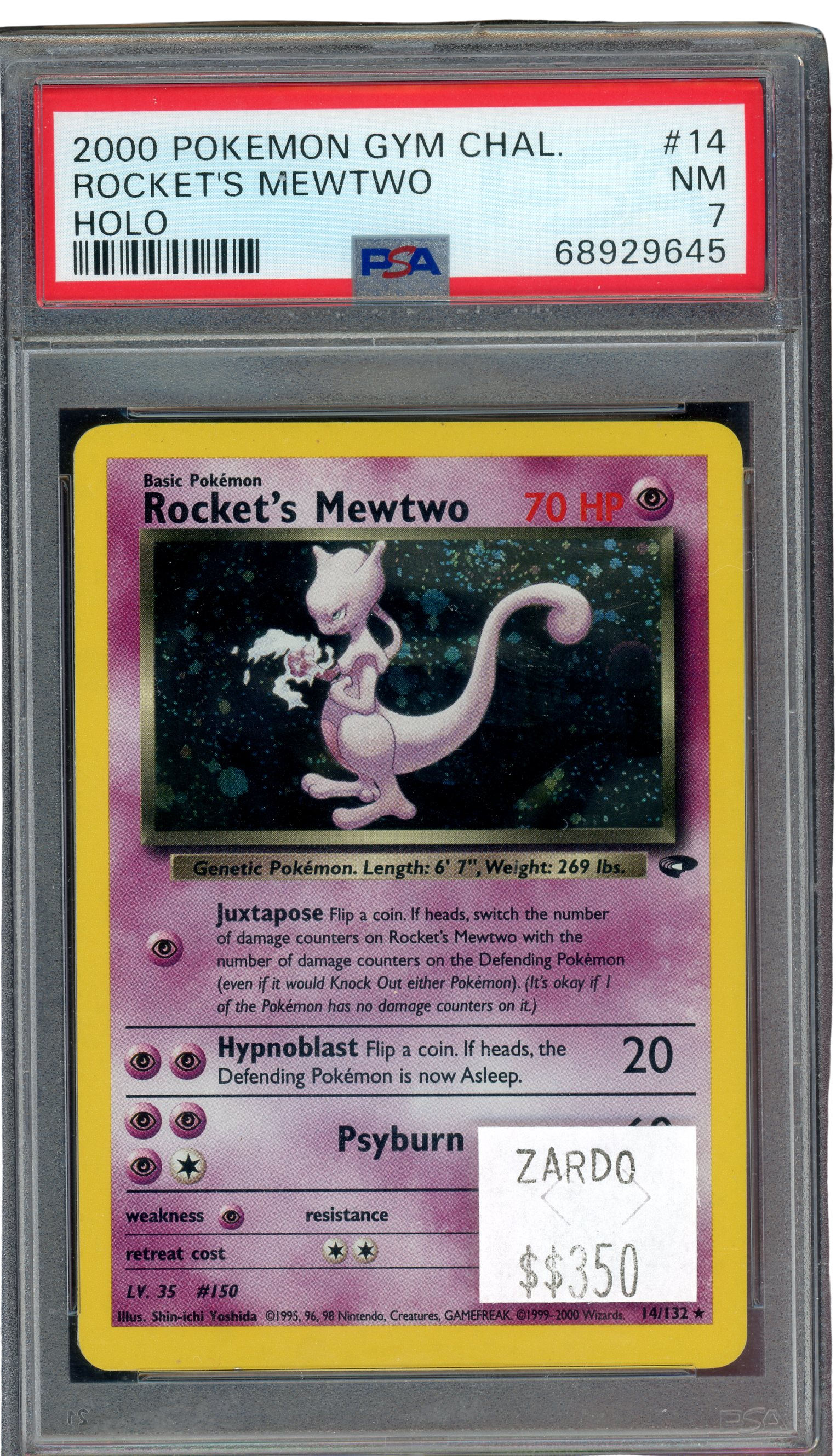 PSA 7 Rocket's Mewtwo holo -Gym Challenge 