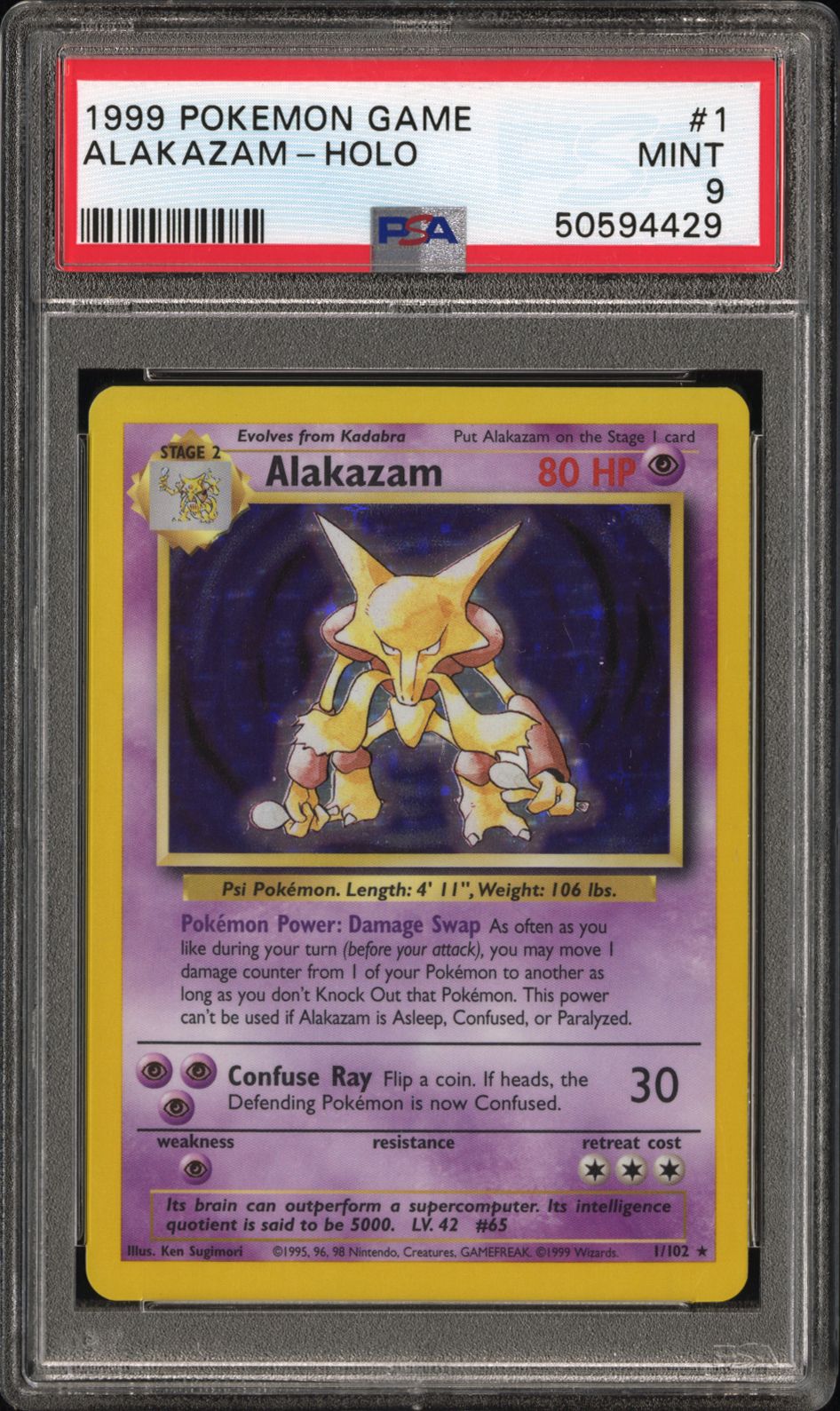 PSA 9Alakazam #1/102 Base Set Unlimited