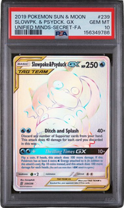 PSA 10 SLOWPOKE & PSYDUCK GX UNIFIED MINDS SECRET