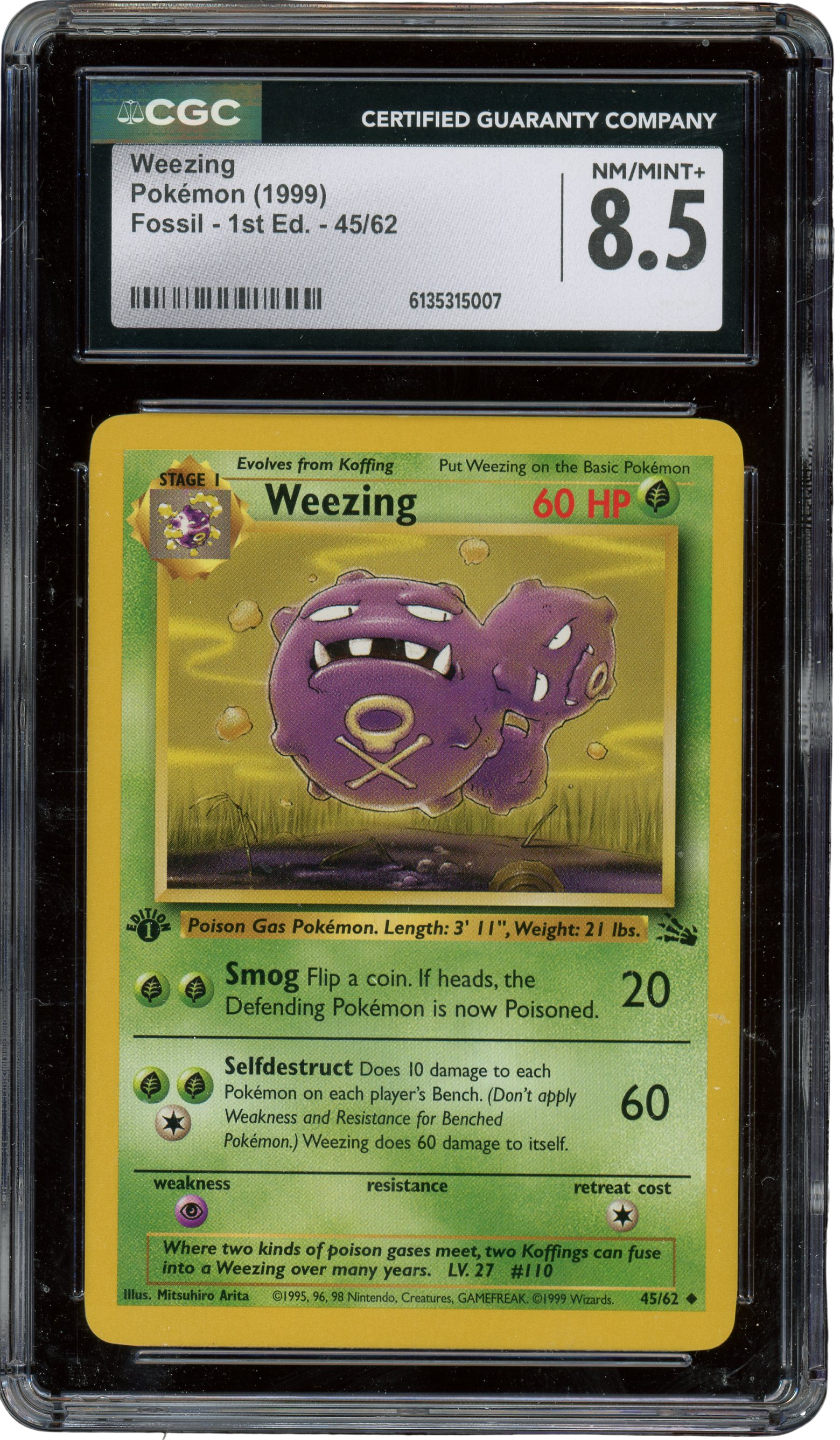 CGC 8.5 WEEZING 1ST ED FOSSIL