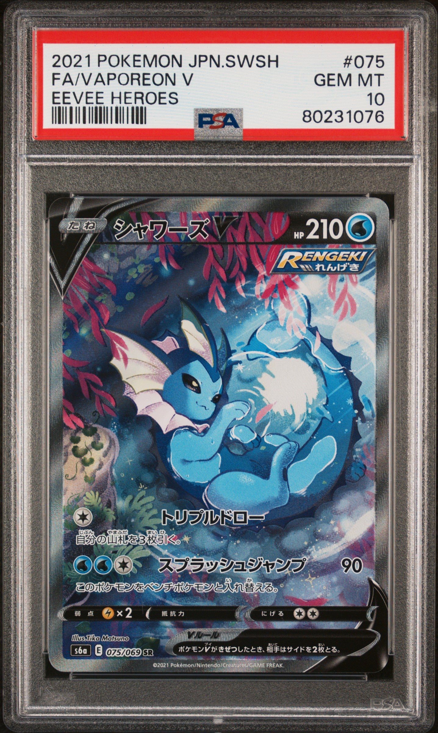 PSA 10 FA/VAPOREON V EEVEE HEROES