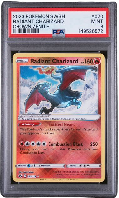 PSA 9 RADIANT CHARIZARD CROWN ZENITH 