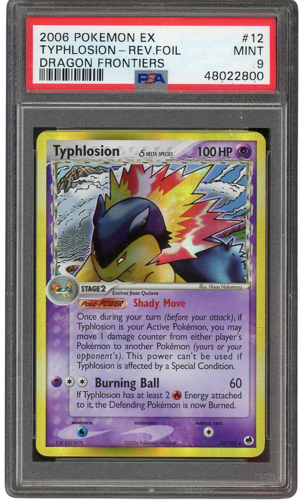 PSA 9 TYPHLOSION REV FOIL DRAGON FRONTIERS