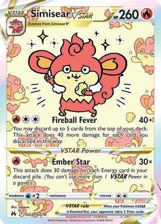 Simisear VSTAR (GG37/GG70) - Crown Zenith Galarian Gallery Holofoil