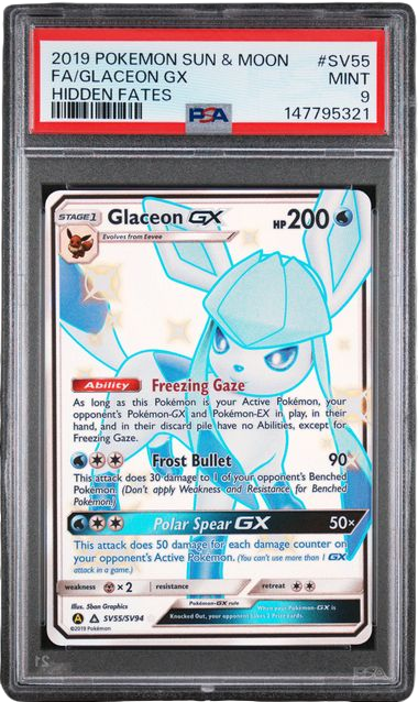 PSA 9 FA/GLACEON GX HIDDEN FATES 