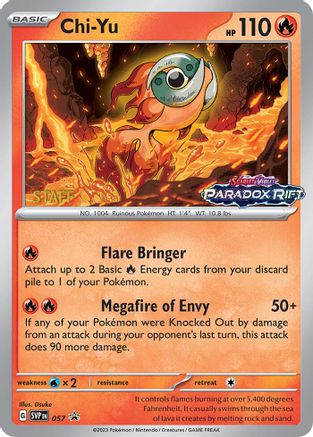 Chi-Yu (Prerelease) [Staff] (57) - SV Scarlet & Violet Promo Cards Holofoil