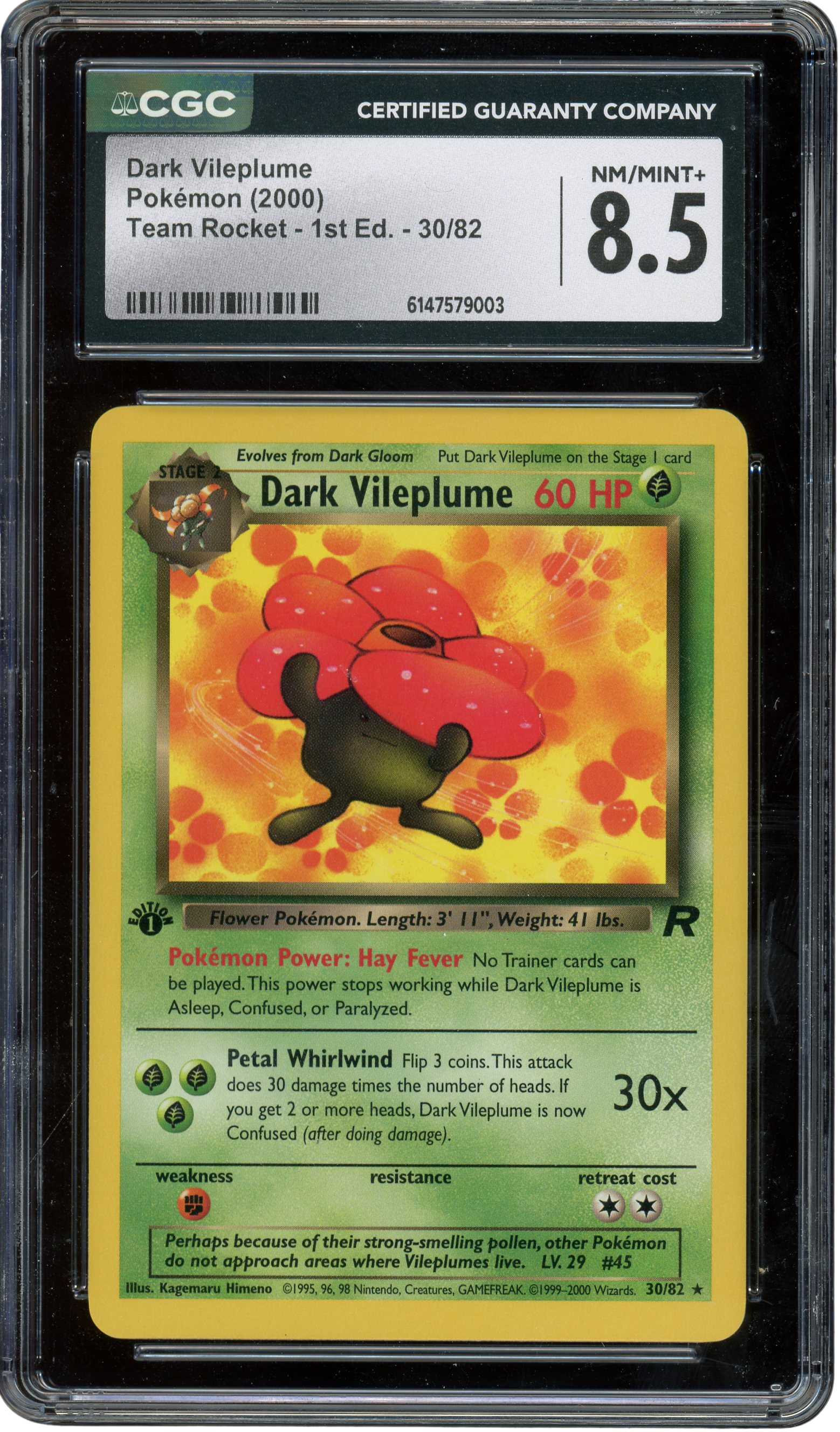 CGC 8.5 DARK VILEPLUME 1ST ED TEAM ROCKET
