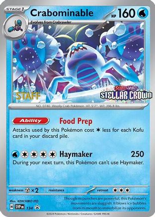 Crabominable (Prerelease) [Staff] (134) - SV Scarlet & Violet Promo Cards Reverse Holofoil