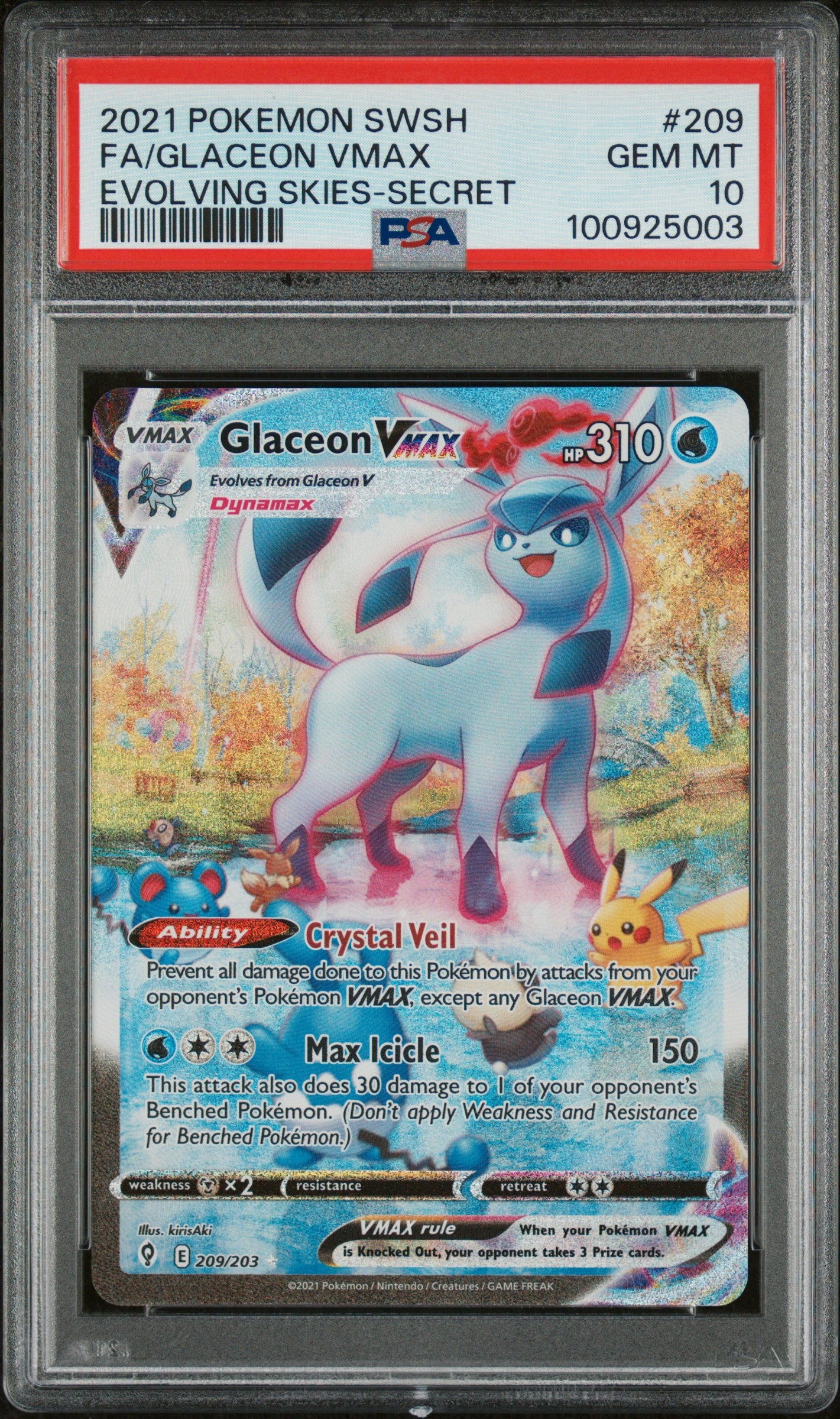 PSA 10 FA/GLACEON VMAX EVOLVING SKIES-SECRET