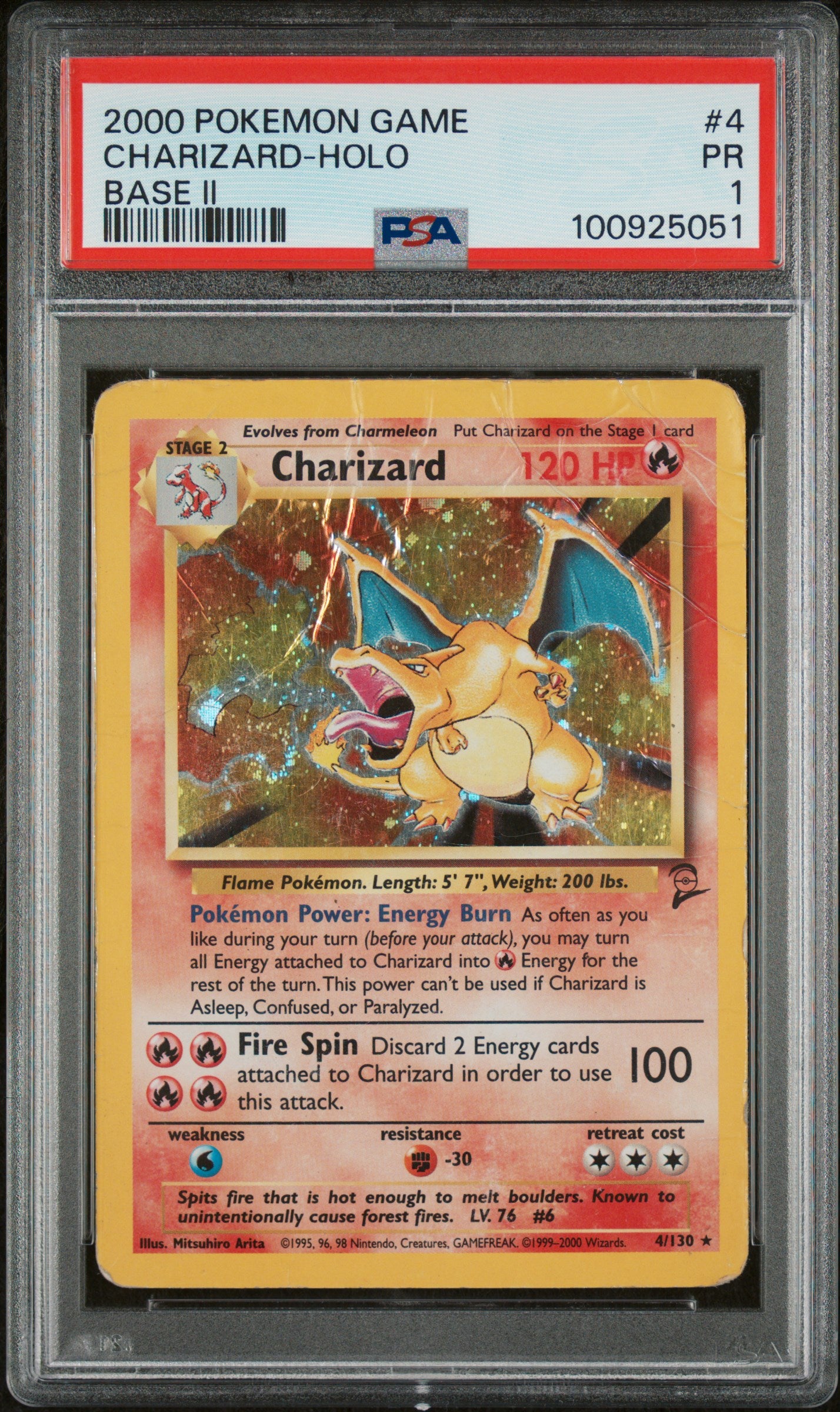 PSA 1 CHARIZARD-HOLO BASE II