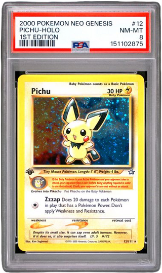 PSA 8 PICHU HOLO 1ST EDITION NEO GENESIS