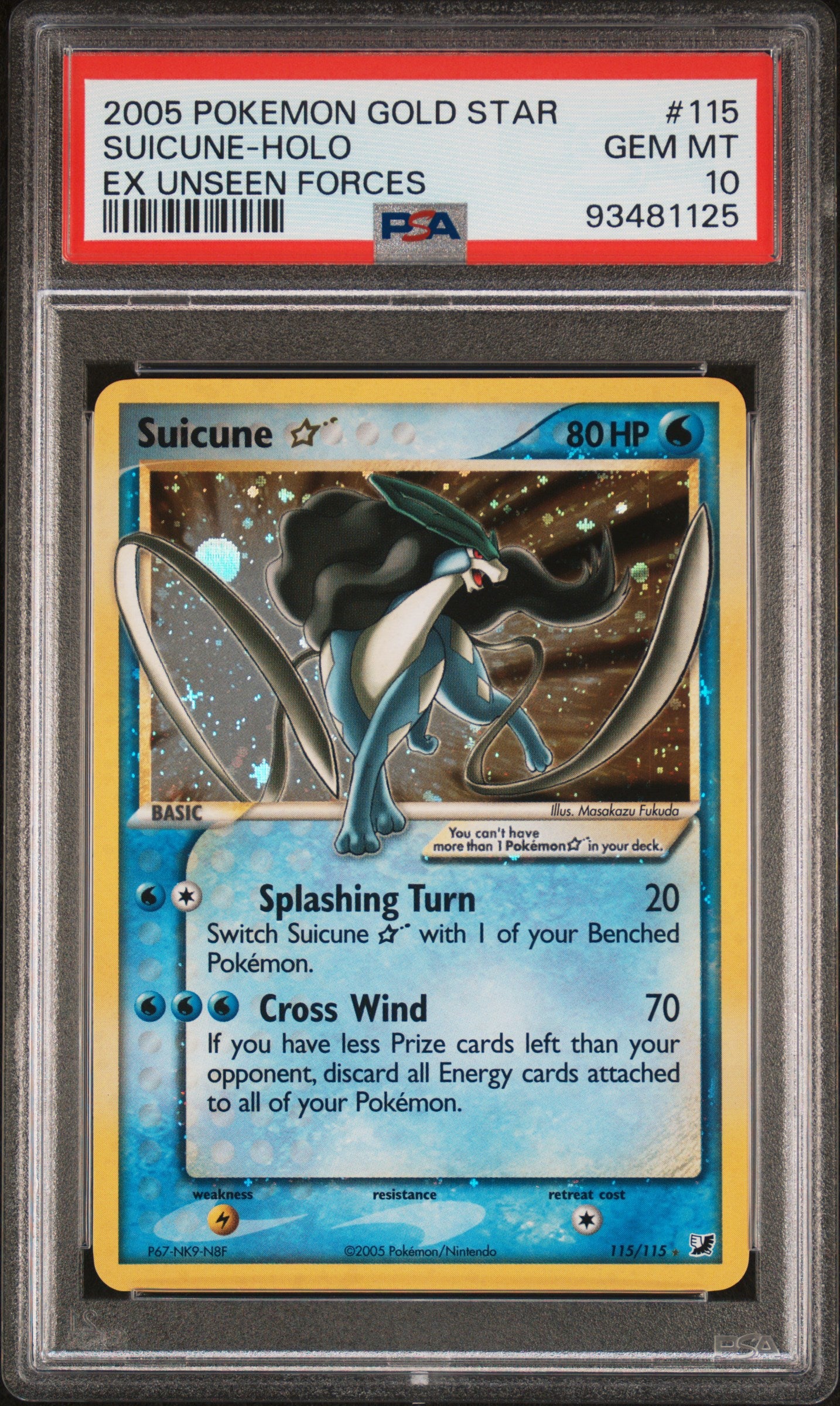 PSA 10 SUICUNE-HOLO EX UNSEEN FORCES