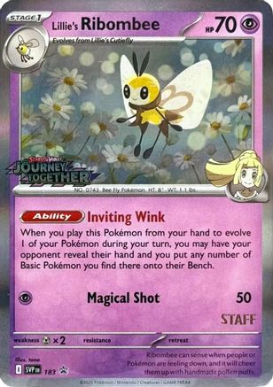 Lillie's Ribombee (Prerelease) [Staff] (183) - SV Scarlet & Violet Promo Cards Holofoil