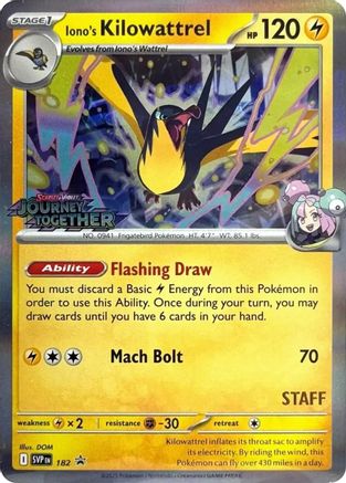 Iono's Kilowattrel (Prerelease) [Staff] (182) - SV Scarlet & Violet Promo Cards Holofoil