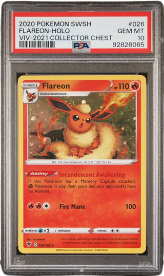 PSA 10 FLAREON HOLO VIV 2021 COLLECTOR CHEST
