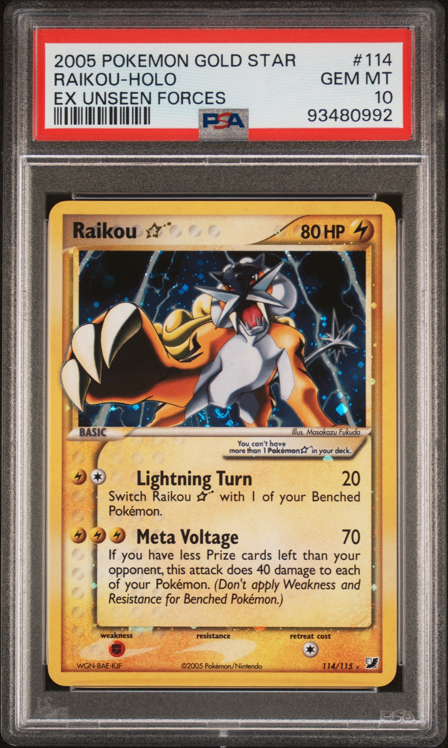 PSA 10 RAIKOU-HOLO EX UNSEEN FORCES