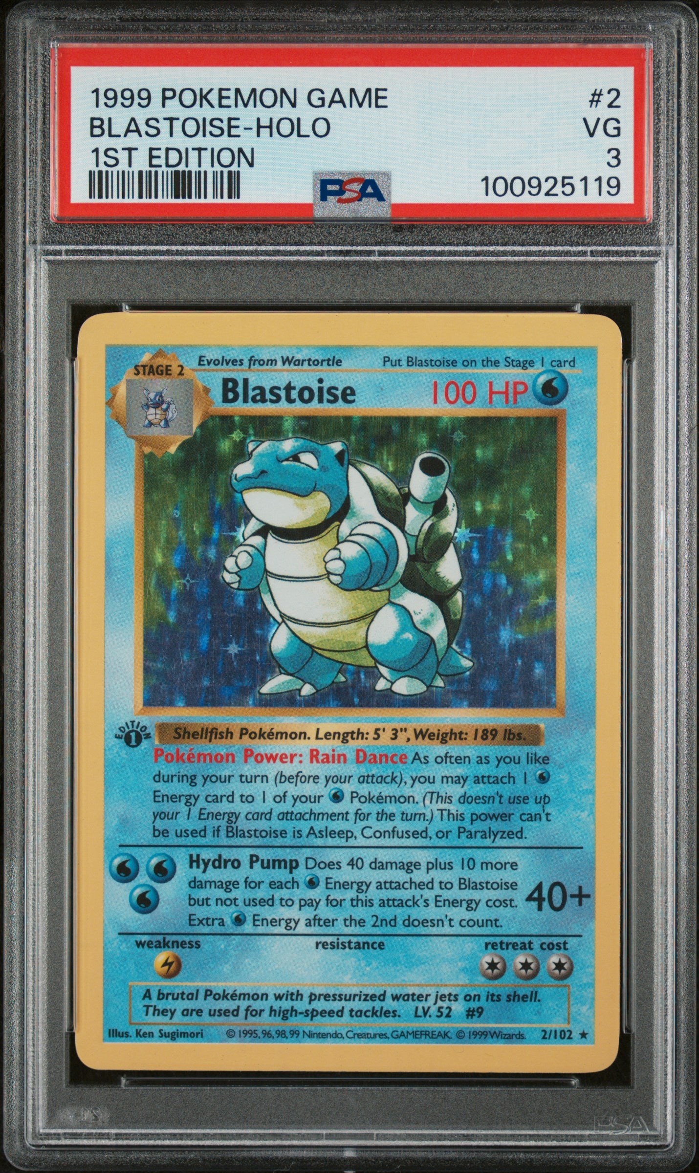 PSA 3 BLASTOISE-HOLO 1ST EDITION