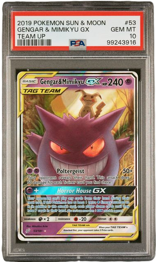 PSA 10 GENGAR & MIMIKYU GX TEAM UP
