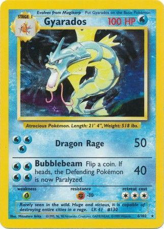 PSA 9Gyarados #6/102 Base Set Unlimited