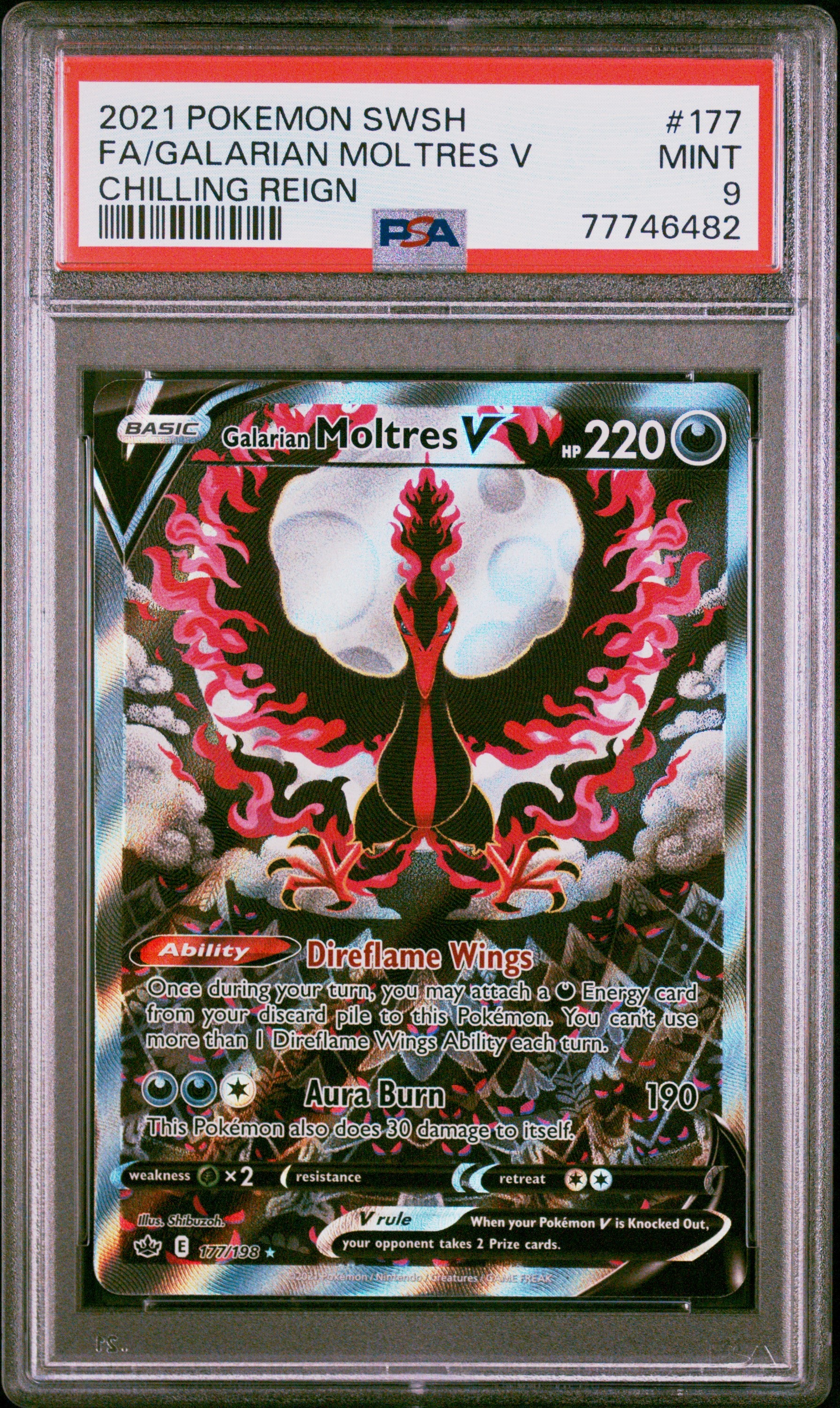 PSA 9 FA/GALARIAN MOLTRES V CHILLING REIGN