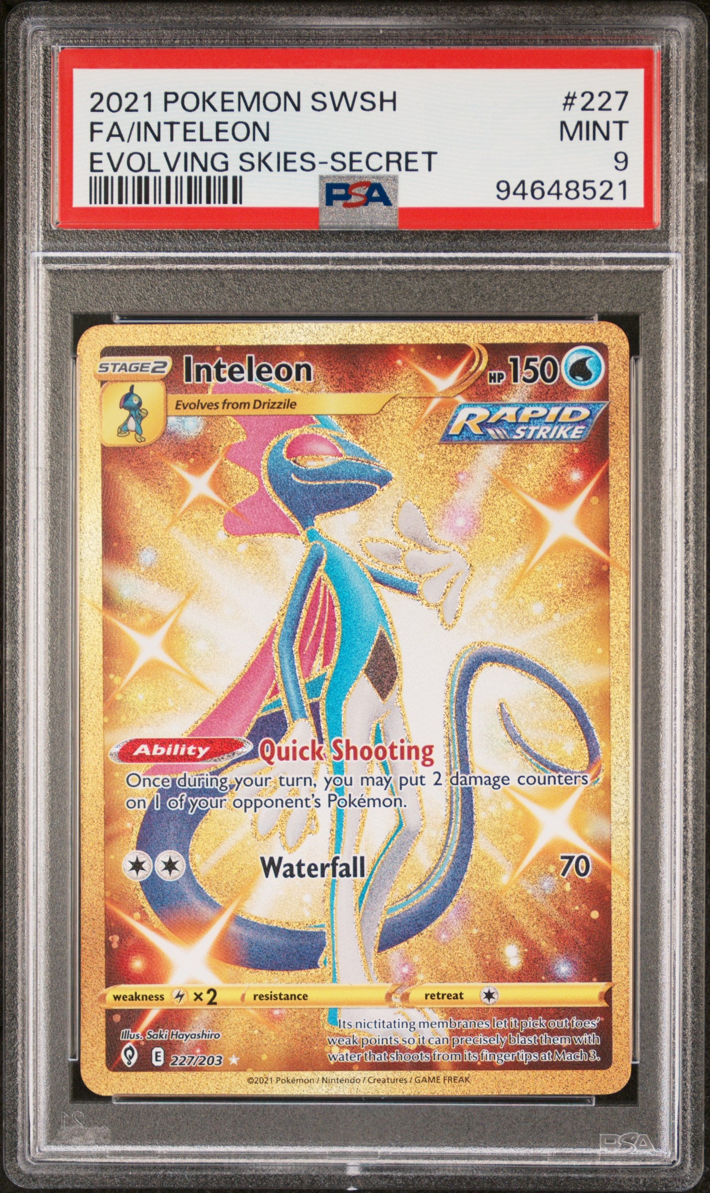 PSA 9 FA/INTELEON EVOLVING SKIES-SECRET