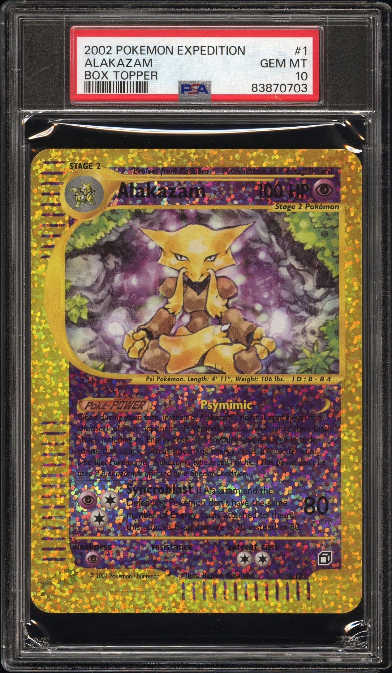 PSA 10 ALAKAZAM BOX TOPPER