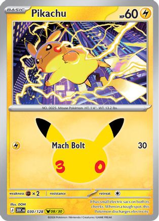 Pikachu (30/128) - ME 30th Celebration Holofoil