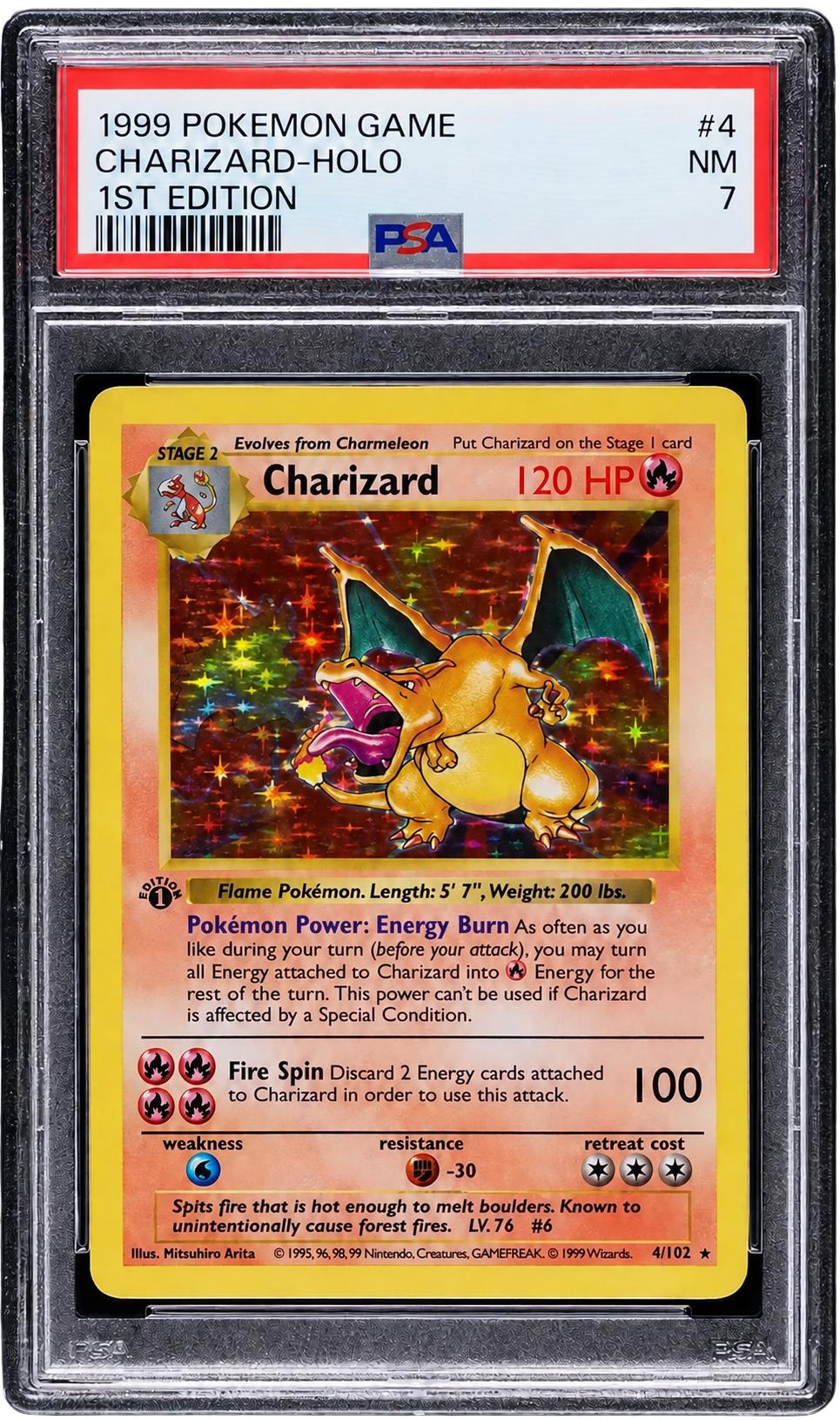 PSA 7 Charizard Holo Shadowless Base Set