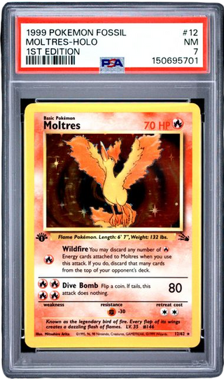 PSA 7 MOLTRES HOLO 1ST EDITION FOSSIL
