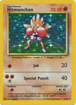 PSA 9Hitmonchan #7/102 Base Set Unlimited