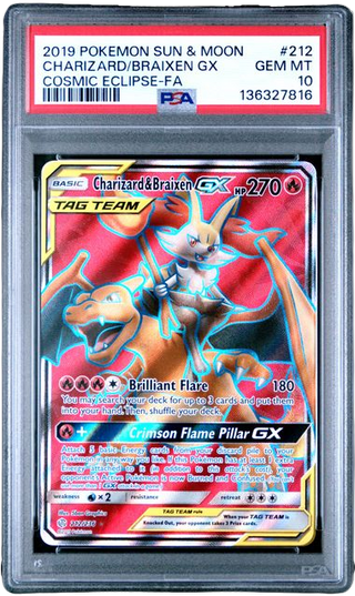 PSA 10 CHARIZARD & BRAIXEN GX COSMIC ECLIPSE